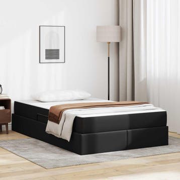 vidaXL Opslag bed met matras met opslag 2 st Zwart Leer, Verzenden, Nieuw, Zwart