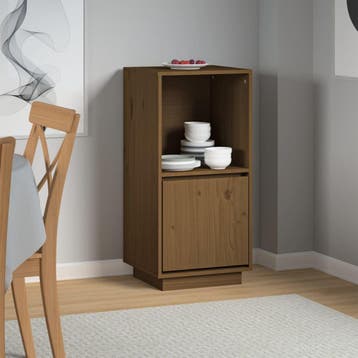vidaXL Dressoir 38x35x80 cm massief grenenhout honingbruin, Huis en Inrichting, Kasten | Dressoirs, Minder dan 50 cm, Verzenden