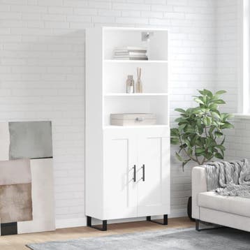 vidaXL buffetkast 69,5x34x180 cm bewerkt hout wit, Minder dan 50 cm, Verzenden, Nieuw, Minder dan 100 cm