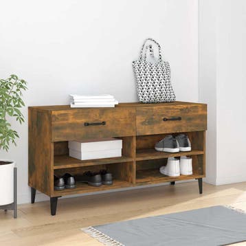 vidaXL Schoenenkast 102x35x55 cm bewerkt hout gerookt, Verzenden, Nieuw
