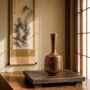 Vaas - Brons, verguld met goud, hoogte 25 cm - Japan -