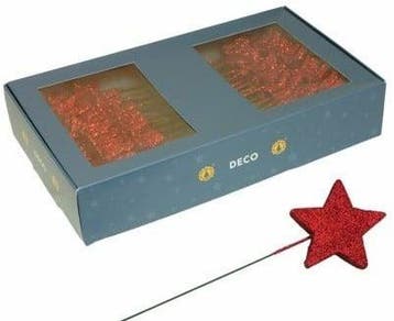 Glitter sterren Rood 40 mm doos 60 stuks, Ophalen of Verzenden, Nieuw