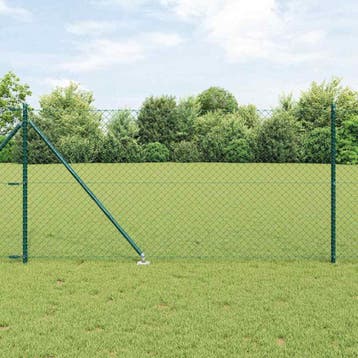 vidaXL gaashek met grondpennen 10 x 1 m PVC-Coated Staal, Verzenden, Nieuw, IJzer