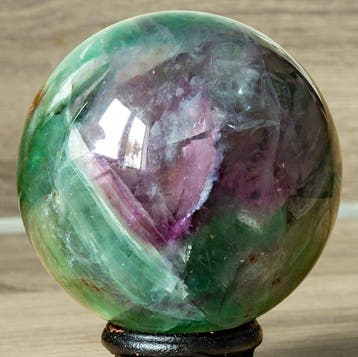Fluoriet Fine polished Multicolor fluorite sphere - Hoogte: