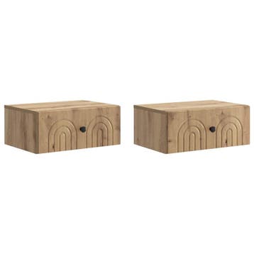 vidaXL Wandbeugel Bedkast 2 pcs Artisanaal eiken 49 x 34,5 x, Minder dan 45 cm, Verzenden, Nieuw, Minder dan 55 cm