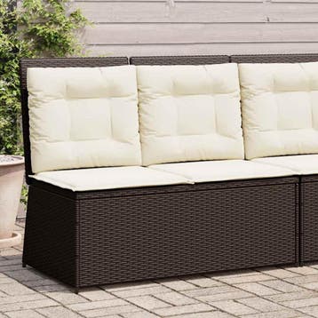 vidaXL Tuinbankje verstelbaar met kussens poly rattan bruin, Tuin en Terras, Tuinsets en Loungesets, Verzenden, Nieuw