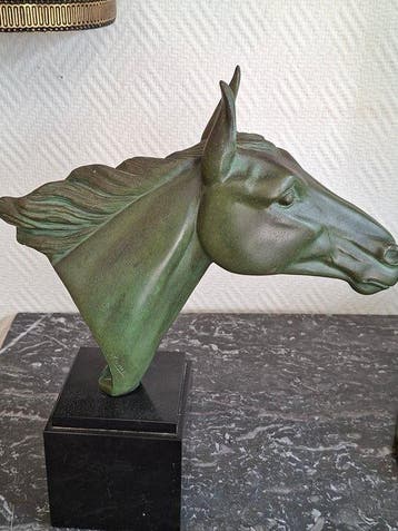 I. Rochard - sculptuur, Tête de cheval - 34 cm - Marmer,