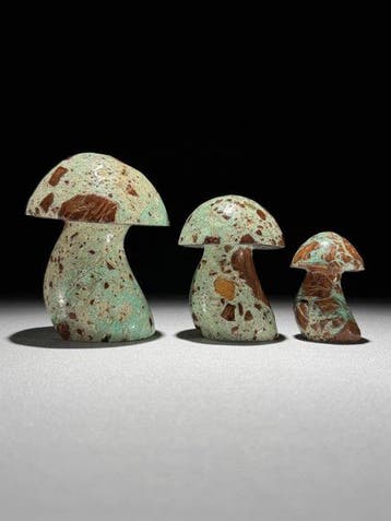 GEEN MINIMUMPRIJS - Prachtige set van 3 groene smithsoniet, Antiek en Kunst, Kunst | Designobjecten