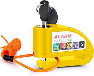 VINZ Elbroes Alarm Schijfremslot 6mm - Geel, Motoren, Accessoires | Sloten, Verzenden, Nieuw