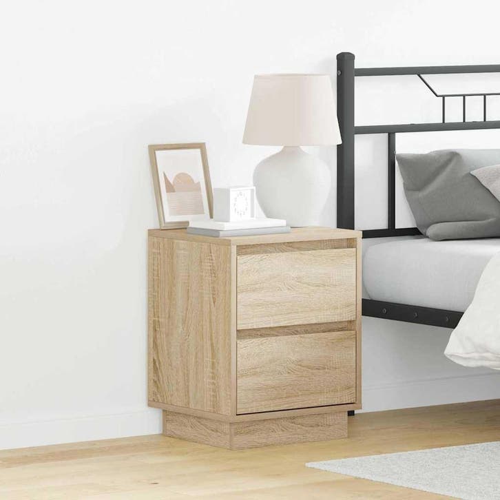 vidaXL Nachtkastje 2 st Sonoma Eiken 39 x 34,5 x 50 cm, Huis en Inrichting, Slaapkamer | Nachtkastjes, Nieuw, Minder dan 45 cm