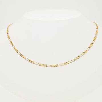 Halsketting - 18 karaat Geel goud, Witgoud - Figaro schakel, Sieraden, Tassen en Uiterlijk, Nieuw