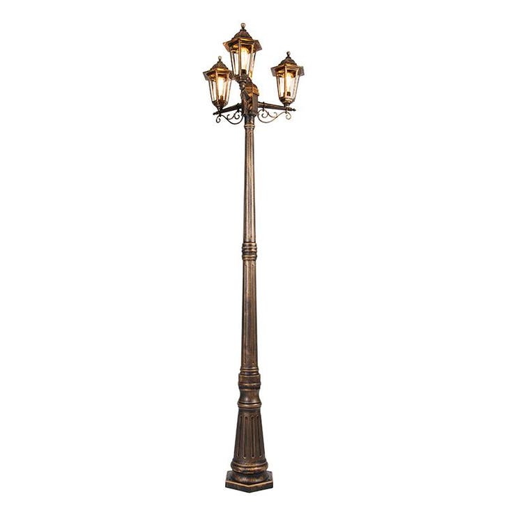 Antieke buiten lantaarn goud 3-lichts IP44 - New Haven, Tuin en Terras, Buitenverlichting, Nieuw, Kunststof, Verzenden