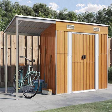 vidaXL Tuinschuur met verlengd dak 277x107x181 cm staal, Verzenden, Nieuw