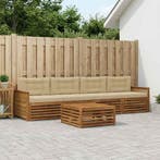 vidaXL Buiten bankenset met kussen 5 pcs Natuurlijk en Beige, Verzenden, Nieuw