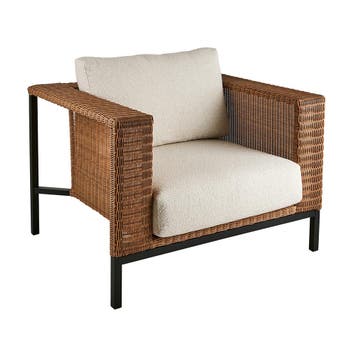 *WOONWINKEL* Brafab Shell Rotan Loungeset Fauteuil Olefin Te, Verzenden, Nieuw