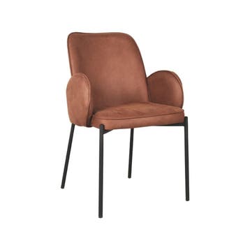 Stoel Jari | Cognac | Microvezel | Zwart Metalen Frame | 2, Verzenden, Nieuw in verpakking