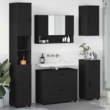 vidaXL Badkamermeubelset 5 st Zwart 35 x 30 x 192 cm, Huis en Inrichting, Verzenden, Nieuw, Overige typen