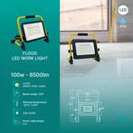 LED Bouwlamp met Stekker + Statief - Brinton - 100 Watt 9500, Ophalen of Verzenden, Nieuw, Lamp met armatuur, Met statief