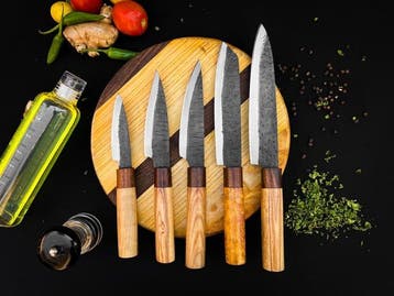 Keukenmes - Kitchen knife set - 586 - Staal, Hout,