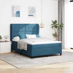 vidaXL Boxspringbed met matras Donkerblauw 200 x 140 cm, Verzenden, Nieuw, Blauw, Stof