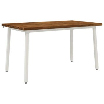 vidaXL 140 x 80 x 75 cm Massief Acaciahout Natuurlijk en Wit, Verzenden, Nieuw