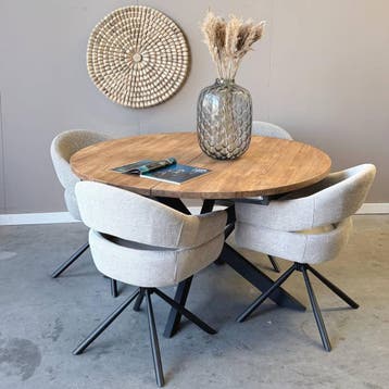 Ronde uitschuiftafel -  140 cm, Ophalen of Verzenden, Nieuw