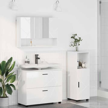 vidaXL Badkamermeubelset 3 st Hoogglans wit 76,5 x 35 x 64, Verzenden, Nieuw, Overige typen