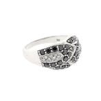 8 karaat ring met zwarte moissanite en heldere diamanten;..., Gebruikt, Overige kleuren, Ophalen of Verzenden, 17 tot 18