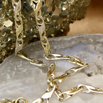 Bicolor gouden infinity schakelketting, Sieraden, Tassen en Uiterlijk, Ophalen of Verzenden, Gebruikt, Goud, Goud