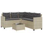 vidaXL Tuinbank met tafel en kussens L-vormig poly rattan, Verzenden, Nieuw, Rotan