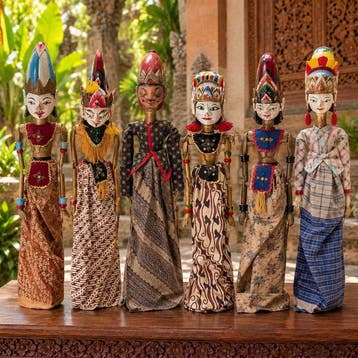 Wayang golek (6) - Hout, stof - 1950-1960