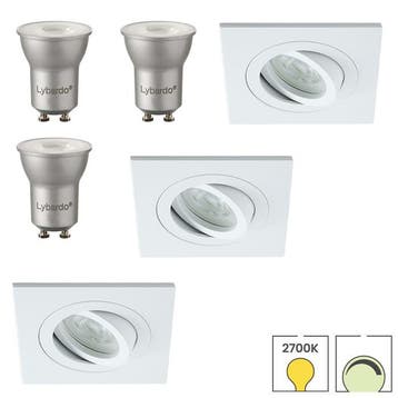 Set van 3 inbouwspots Vienna mini wit + LED spots GU11, Verzenden, Nieuw, Overige typen