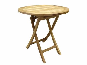 Klaptafel 80 cm rond teak, Tuin en Terras, Tuintafels, Ophalen of Verzenden, Nieuw, Teakhout