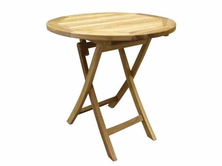 Klaptafel 80 cm rond teak, Tuin en Terras, Tuintafels, Nieuw, Teakhout, Ophalen of Verzenden