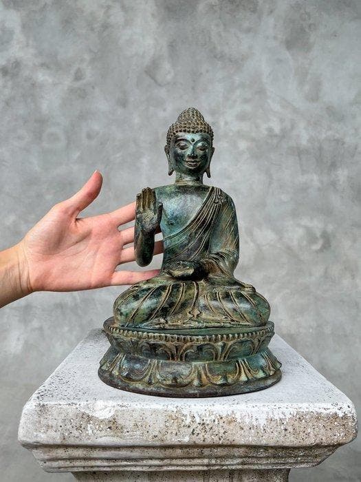 sculptuur, NO RESERVE PRICE - Bronze Sculpture Abhaya Mudra, Antiek en Kunst, Kunst | Designobjecten