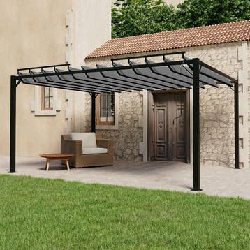 vidaXL Prieel met lamellendak 3x4 m stof en aluminium, Verzenden, Nieuw