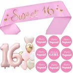 Sweet 16 set met sjerp en folie ballonnen, Hobby en Vrije tijd, Feestartikelen, Verzenden, Nieuw, Versiering, Verjaardag
