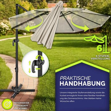 Zweefparasol - Tuinparasol - Parasol 330 cm - Met voet - Met, Verzenden, Zo goed als nieuw
