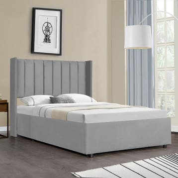 Gestoffeerd bed Savona - 200 x 120 cm - Lichtgrijs - Incl. B, Verzenden, Nieuw