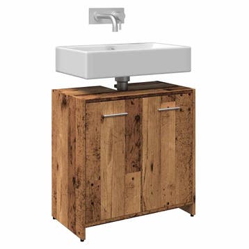 vidaXL Wastafelkast 60x33x60 cm bewerkt hout oud houtkleurig, Verzenden, Nieuw, Wastafelkast, Minder dan 100 cm