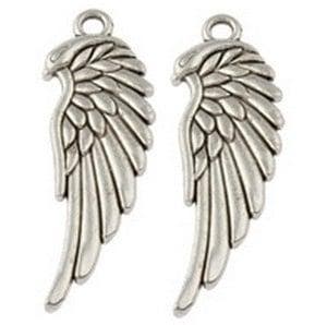 2 x Metalen hanger engelen vleugel antiek zilver kleur 11..., Ophalen of Verzenden, Nieuw, Kraal