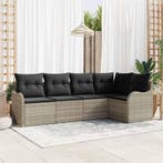 vidaXL Tuin Sofa Set met opslag 5 pcs Lichtgrijs poly rattan, Verzenden, Nieuw, Rotan, 5 zitplaatsen