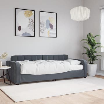 vidaXL Slaapbank met matras 80x200 cm fluweel donkergrijs, Huis en Inrichting, Eenpersoons, Verzenden, Nieuw, 80 cm