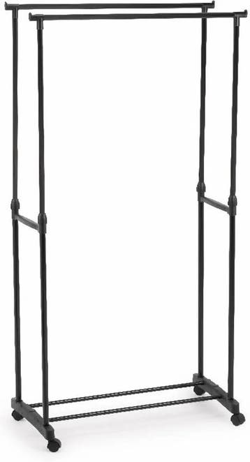 PARENCE dubbel kledingrek op wielen tot 160 cm zwart, Huis en Inrichting, Verzenden, Nieuw
