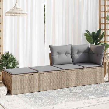 vidaXL 2-delige Loungeset met kussens poly rattan acacia, Verzenden, Nieuw, Loungeset