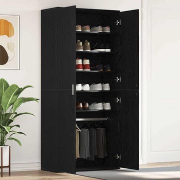 vidaXL Schoenenkast 80 x 39 x 178 cm Bewerkt hout Zwart, Verzenden, Nieuw