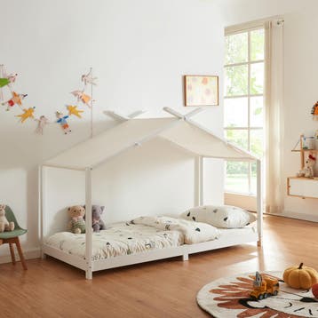 Kinderbed Brome huisbed 90x200 cm wit [en.casa], Verzenden, Nieuw