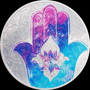 Palau. 5 Dollars 2021 Proof - HAND OF HAMSA Fatima - 1 Oz