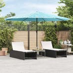 vidaXL Parasol met stalen paal 388x388x248 cm blauw, Tuin en Terras, Verzenden, Nieuw, 3 tot 4 meter