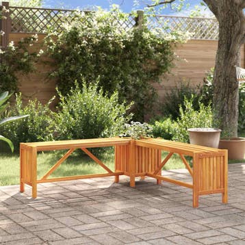 vidaXL Tuinhoekbank met plantenbak 117x117x40 cm massief, Verzenden, Nieuw, Hout